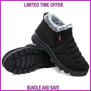 Waterproof Synthetic Leather Snow Boots Ankle Booties Side Zip Winter Boots